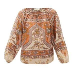 Mes Demoiselles Paris Boho Sheer Floral Peasant Blouse – Size M (FR 40)